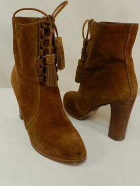 Michael Kors Collection Suede brown Tassel accent boots heeled Size Sz 39 US 9